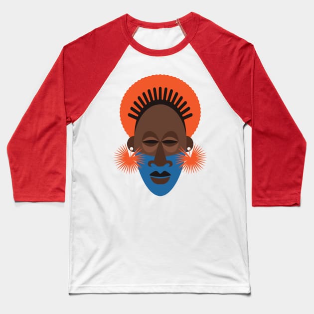 Afrocentric Terracotta Mask Baseball T-Shirt by Inogitna Designs